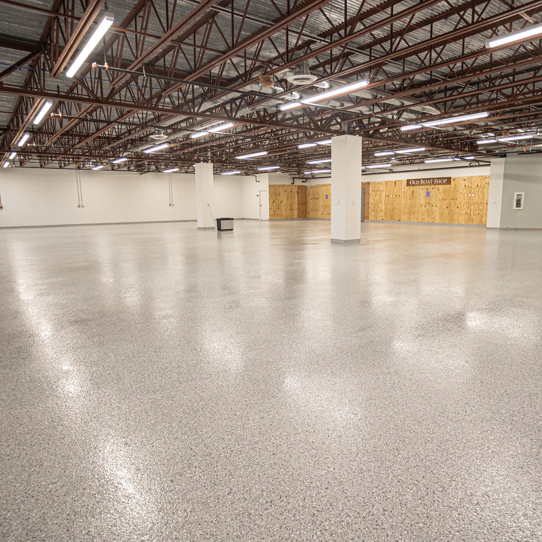 Commercial Space Epoxy Flake Flooring by Good Boy Coatings