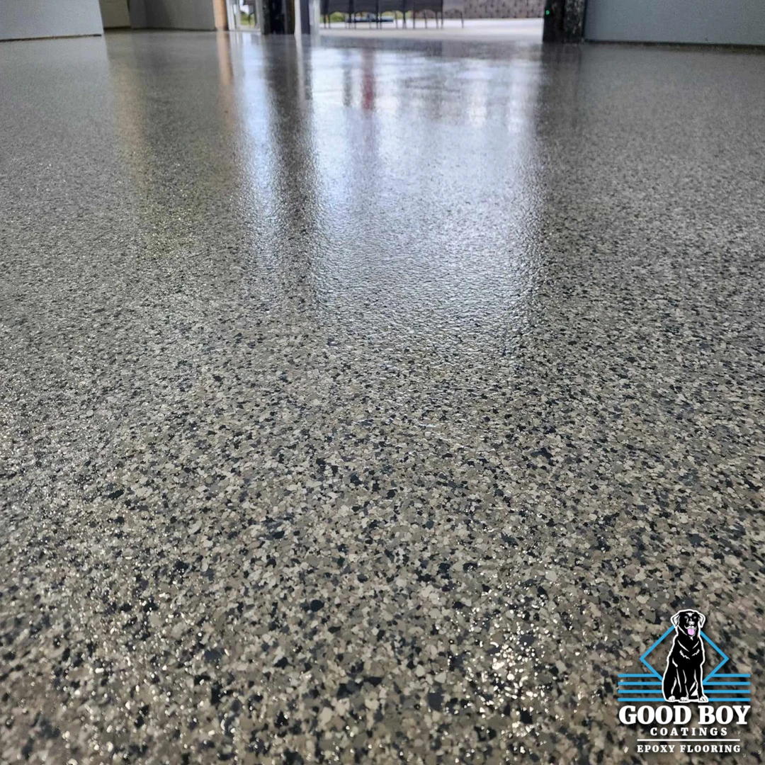 Garage Epoxy Flake Flooring by Good Boy Coatings