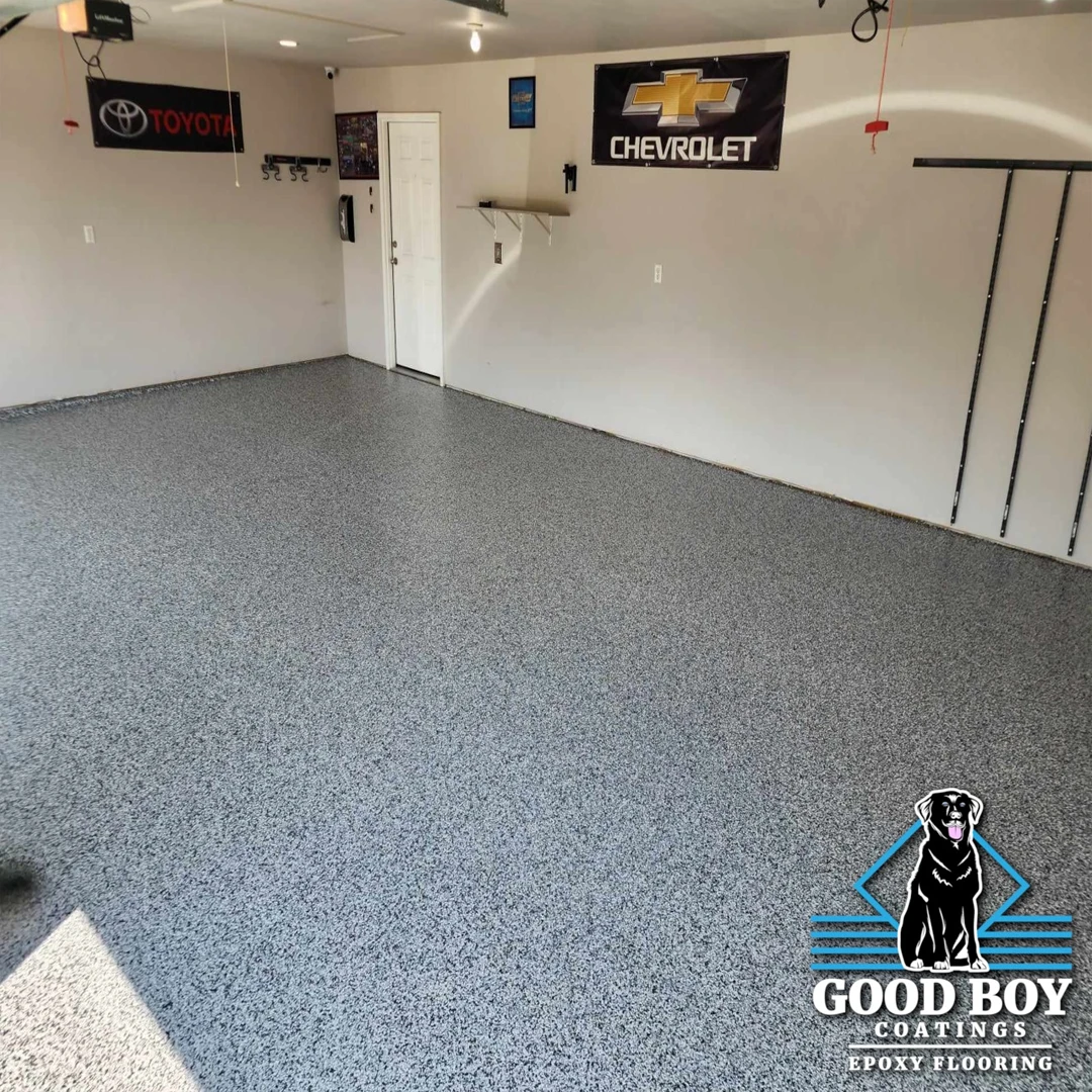 Garage Epoxy Flake Flooring by Good Boy Coatings