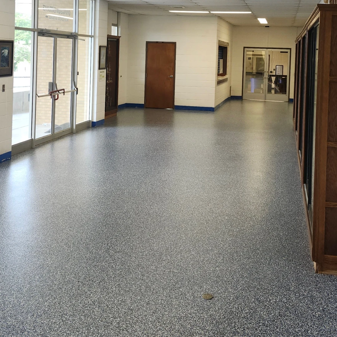 Commercial Space Epoxy Flake Flooring by Good Boy Coatings